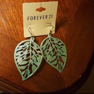 Restocked! Green F21 Boho Festival Leaf Earrings
